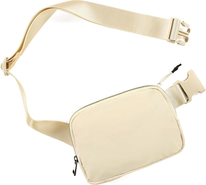 ODODOS Unisex Mini Belt Bag with Adjustable Strap Small Fanny Pack for Workout Running Traveling Hiking, Ivory - Image 1